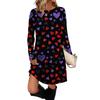Women's fashion casual pocket decorative button dress round neck long sleeve printed dress