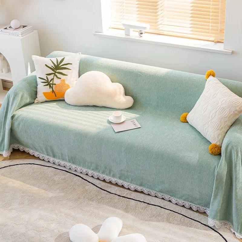 

Anti-cat Stretches Sofa Towel Full Cover Chenille Lace Edge Knee Blanket Four Seasons Sofa Slipcover for Home Decor Nap Blanket S 110x160cm 1pc