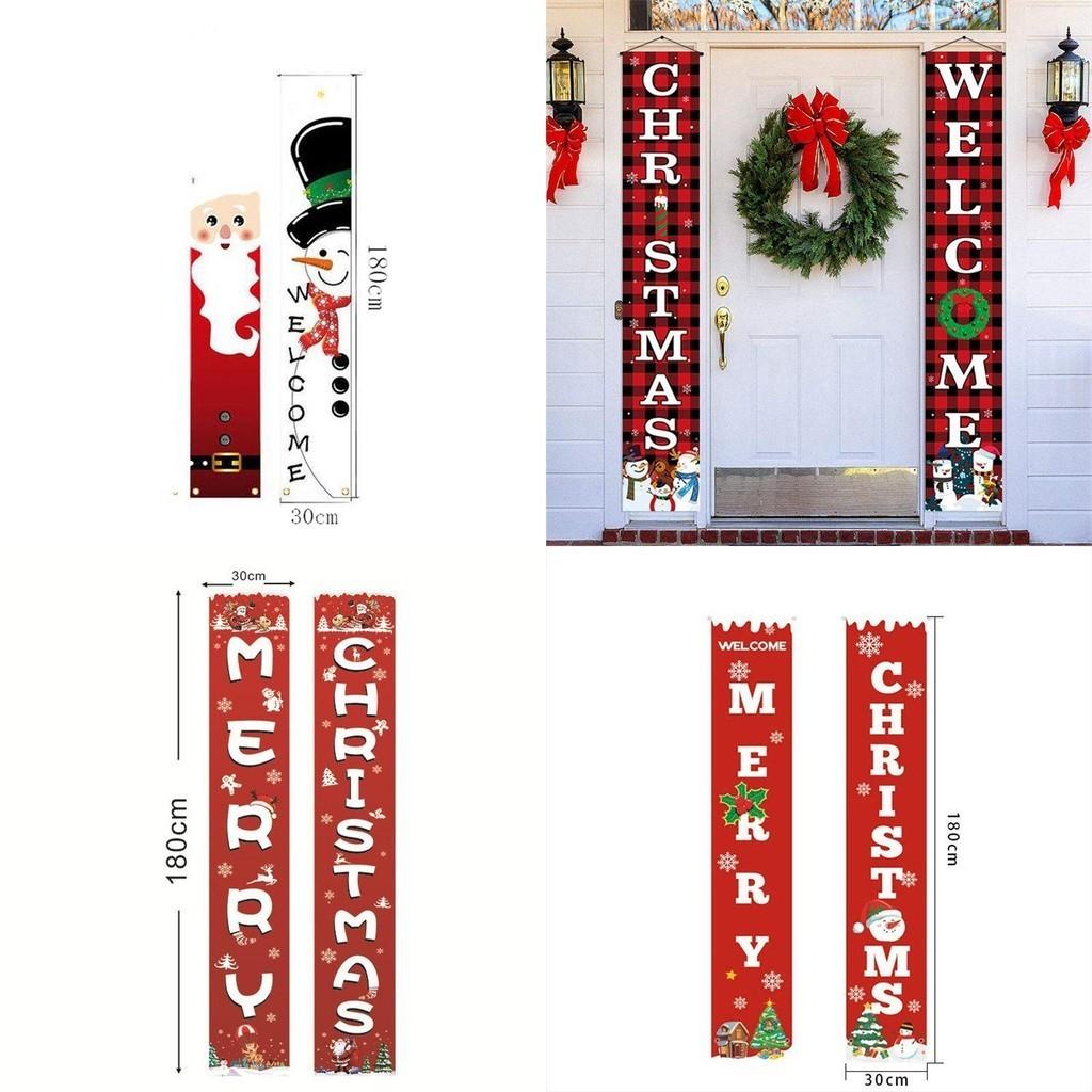 Reusable Christmas Door Hanging Sign Banner Flag Xmas Party Decor
