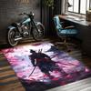 Samurai Warrior Cherry Blossom Anime Rug Gaming Room Decor Crystal Velvet Carpet Japanese Style Fantasy Art Floor Mat for Office