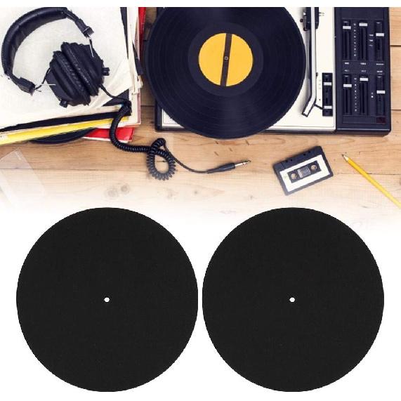 Bewinner1 2 Pcs Record Protective Mat, 12 Inch Anti-Slip Anti-Static Vinyl Record Mat Felt Material, Turntable Home Disc Protective Non-Slip Mat