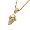 Hip Hop Pendant Necklace With Masked DJ Head Charm Tone Micro-Set Copper Chain 60cm Stainless Steel Twisted Link