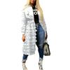 Fashion Women Autumn Long Sleeve Zipper Jacket Lacework Mesh Midi Dress Coat
