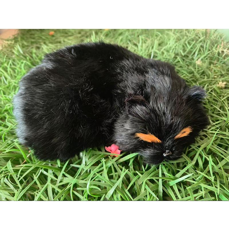 Ev Dekorasyonu İçin El Yapımı Gerçek Kürk Kedi Model Peluş Süs