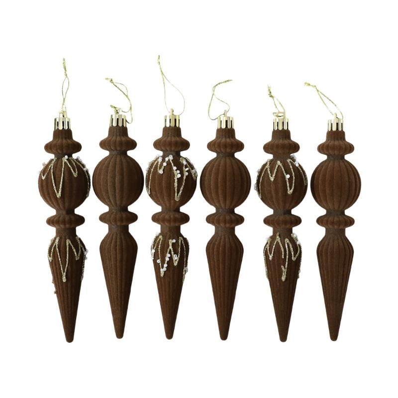 Set mit 6 gerippten Weihnachtsbaum-Anhängern, 18 cm Hängende Auswahl mit texturierter Oberfläche für Kränze, Zuhause und Party-Dekoration