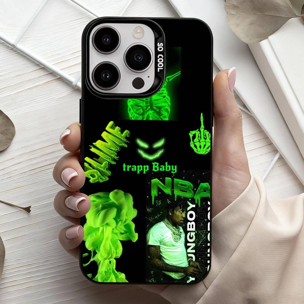 YoungBoy Never Broke Again Tour Phone Case For iPhone17,16,15,14,13,12,11 Plus,Pro Max Black Candy silver phone case