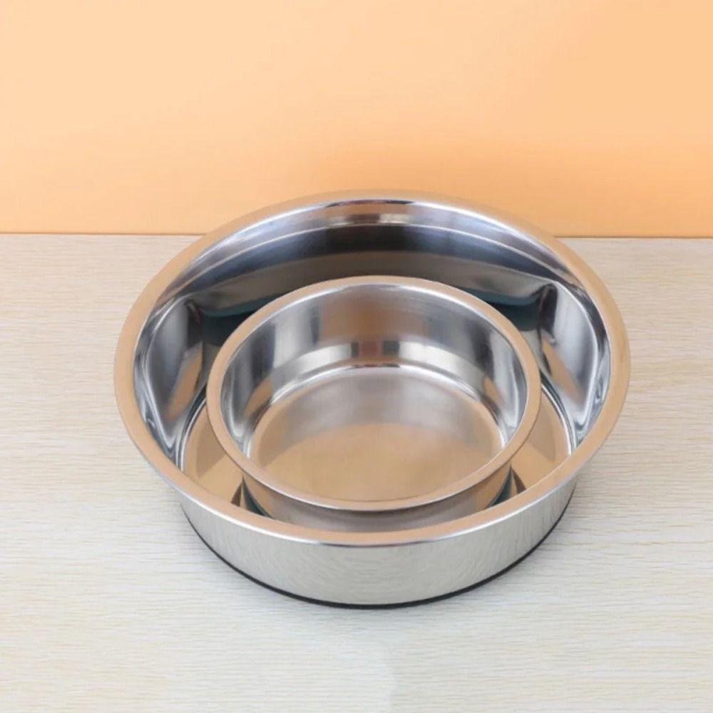 Nonslip Silicone Base Pet Feeders Stainless Steel Dog Basin Practical Dog Bowls  Puppy