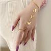 Mote Sølvfarge Diamant Butterfly Chain Ring For Kvinner Menn Rosa Hjerte Nøkkellås Dusk Finger Ringer Sett Trendy Smykker Gave