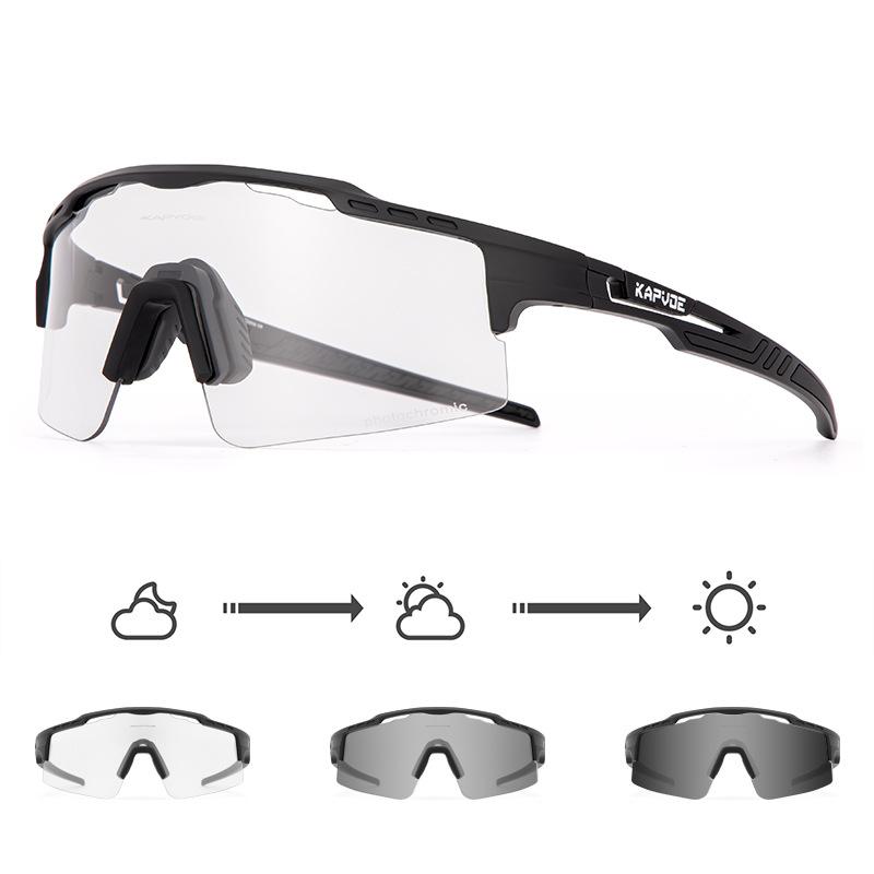 

kapvoe Photochromic mountain bike cycling glasses for outdoor sports, windproof and dazzling for men and women TK75-PH-1L-01