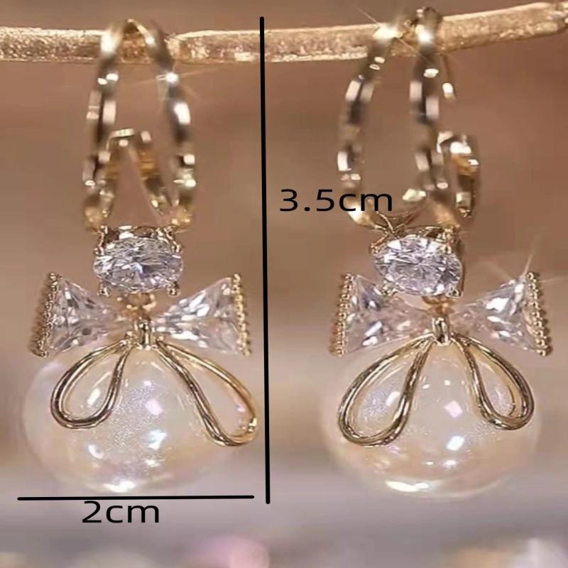 2 Pièces Boucles d'Oreilles Tendance Européenne et Américaine Perle Nœud Voyage en Plein Air Carnaval Banquet Fête Festival Habillage Cadeaux pour Femmes