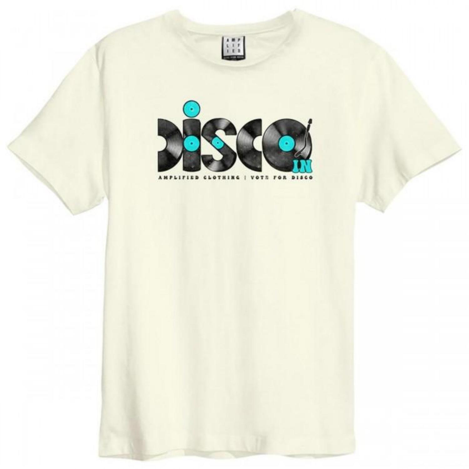 Amplified Unisex Adult Disco Discs Vintage T-Shirt S