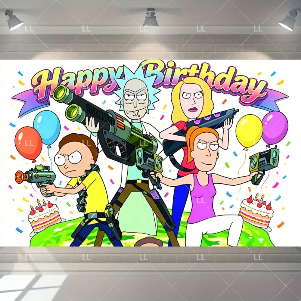 Rick And Morty Fans Child Birthday Party Decoration Anime Character Cake Topper Balloon Set Baby Shower Banner Adults Kids Gift