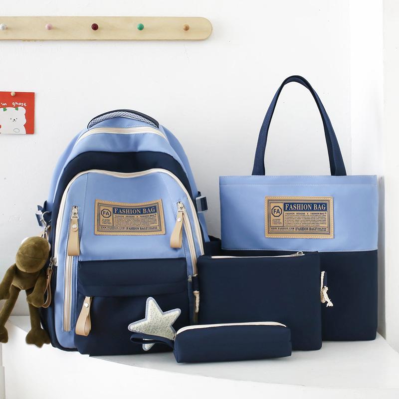 Schoolbag New Middle School Student High School Large-capacity Schoolbag Women's Fashion Casual Contrasting Color Backpack College Backpack Wholesale