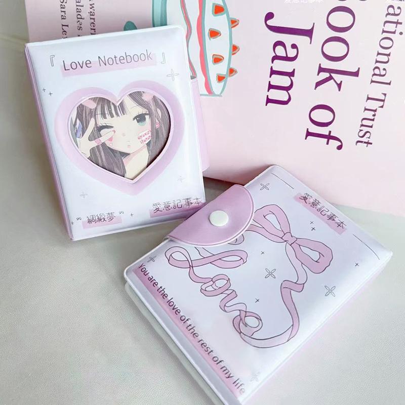 3palcový držák na fotokarty ve tvaru srdce s výřezem Sběratelská kniha 32 kapes Voděodolný pořadač na fotokarty Pro fotky idolů