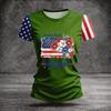 Blusa Feminina da Moda Casual de Manga Curta com Estampa e Gola Redonda