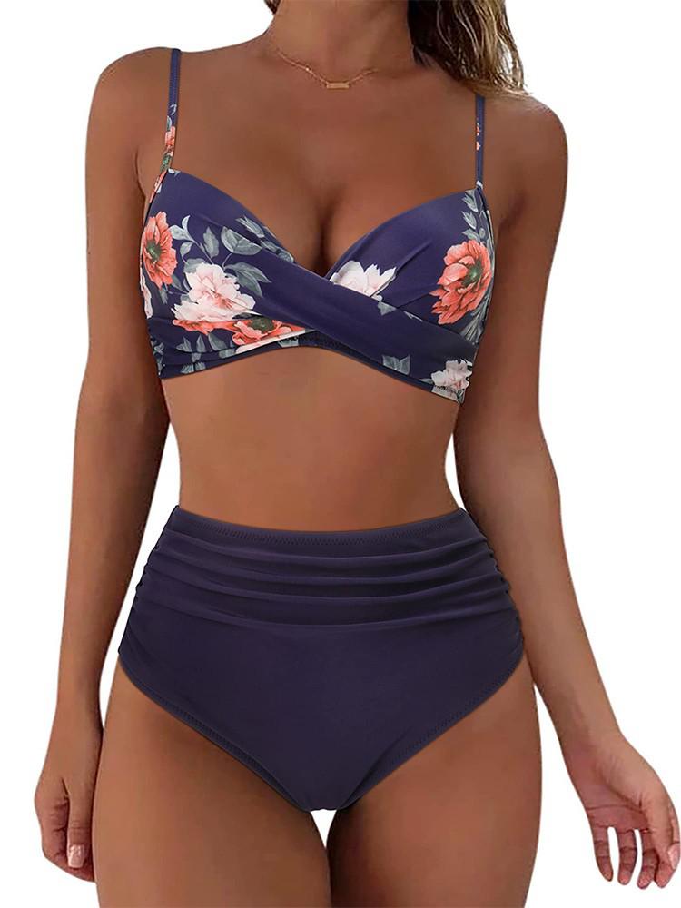 2024 High-Waisted Printed Bikini: Women's European & American Style Swimwear