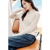 VICTORIA&VERA Women's Skin-Friendly Wool Semi-High Collar Long-Sleeve Knit Sweater