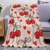 Cherry Ribbon Ultra Soft Sherpa Fleece Blanket Fluffy Warm Halloween Cozy Throw for Sofa Couch Bedroom Gift All Season