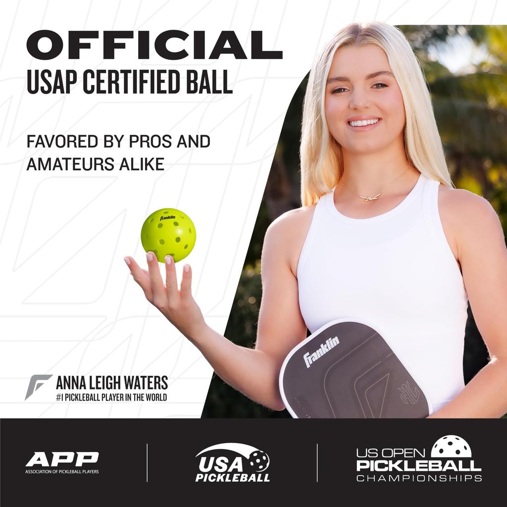 Franklin Sports Pickleball Outdoor Balls, Optic Yellow, USAPA Approved, US Open Balls, 3-Pack [Official Japanese Import] X-40