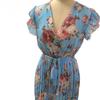 Loose Summer Pleated Women Midi Dress V Neck High Waist Casual Dress
