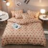 Cotton Bedding Set 4pcs with  Cover Bed Sheet Pillowcase Children Pastoral Flowers Bed Linen Set King Queen Full Twin Size