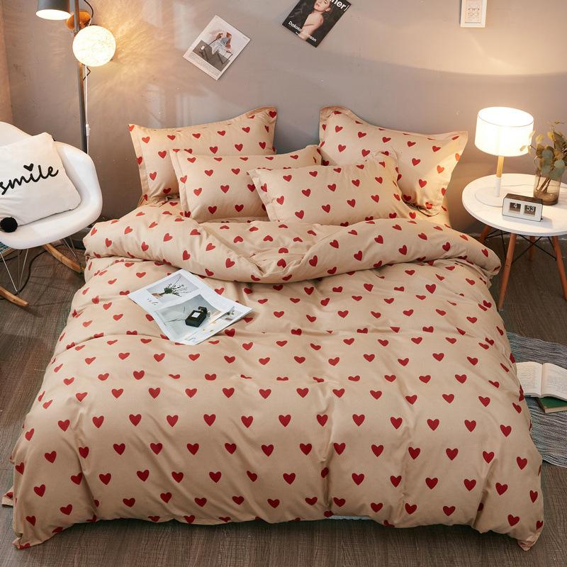 Cotton Bedding Set 4pcs with  Cover Bed Sheet Pillowcase Children Pastoral Flowers Bed Linen Set King Queen Full Twin Size