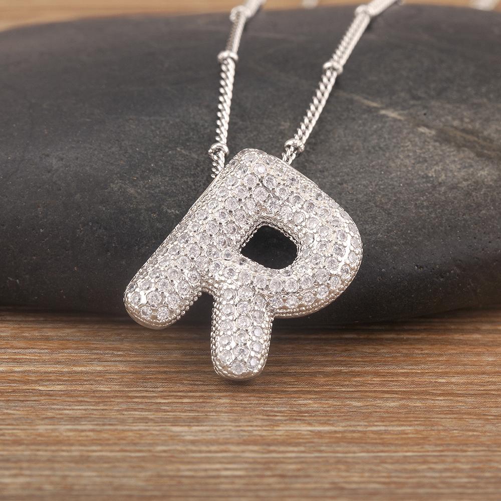 Nidin Vânzare Fierbinte Pavé Cristal Zircon A-Z Litere Colier cu Pandantiv Inițialele Numelor Cuplurilor Alfabet Bijuterii Cadou Fin