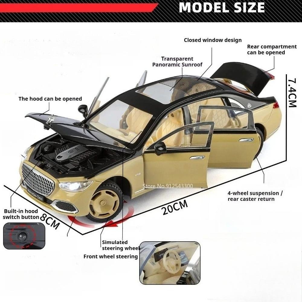 Scale 1:24 S680 Sports Car Model Toy Door Opened Pull Back Shock Absorption Vehicles Models Toys Simulation Metal Ornament