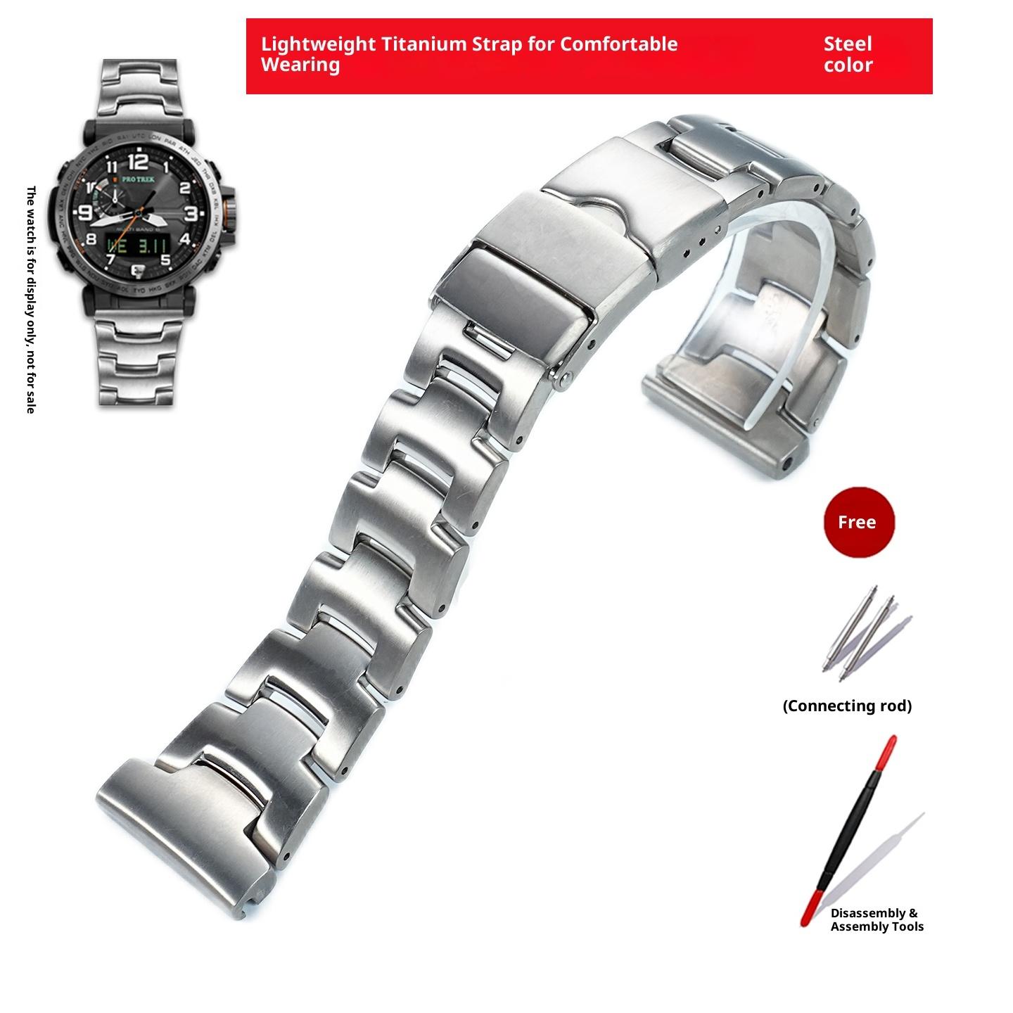 

Для Casio Prorek prw-6600 prg-650 Титановый металлический ремешок для часов PRW-30/50/60/70YT prw-6900/6800 Браслет Цепочка для часов из титанового сплава 24mm серебряный
