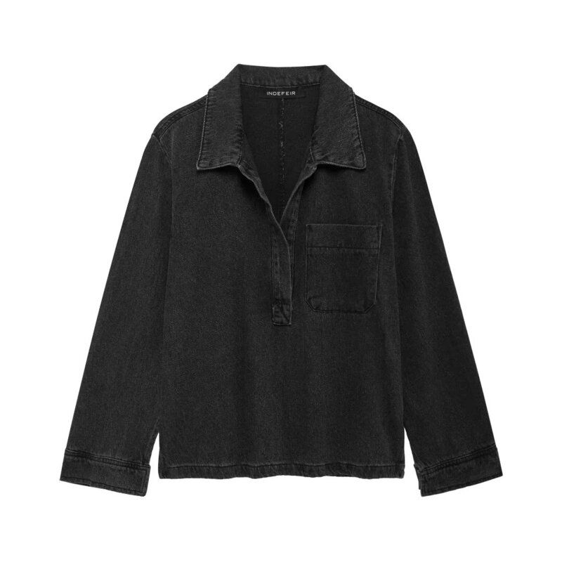 Fashion Wind 2024 New Fall Women's Clothing Open Collar Patch Pocket Denim Tops High Waist Loose Pants 1209427001
