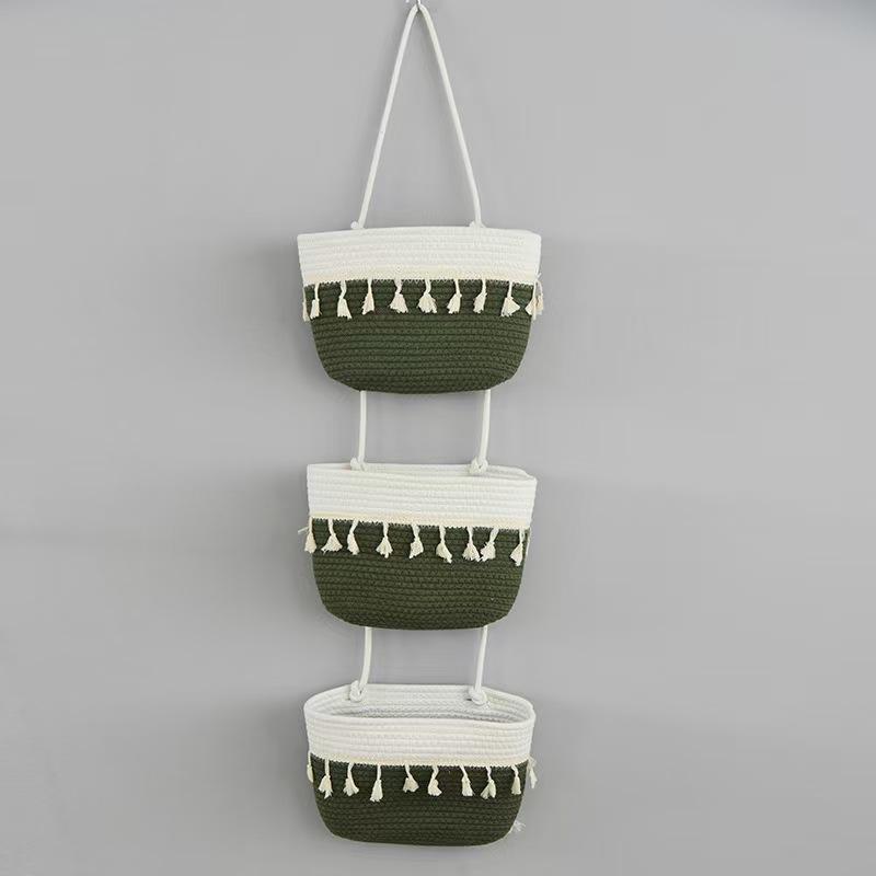 Wall-mounted hanging basket storage hanging basket decorative wall storage basket three-layer household home hanging