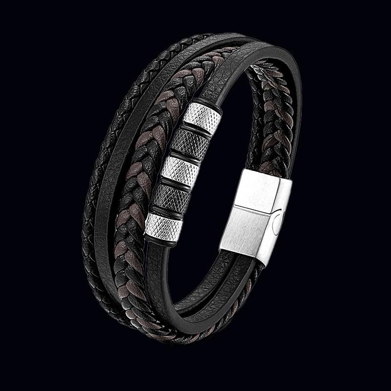 

Мужской винтажный плетеный кожаный браслет с магнитной застежкой - Простые, универсальные, модные украшения