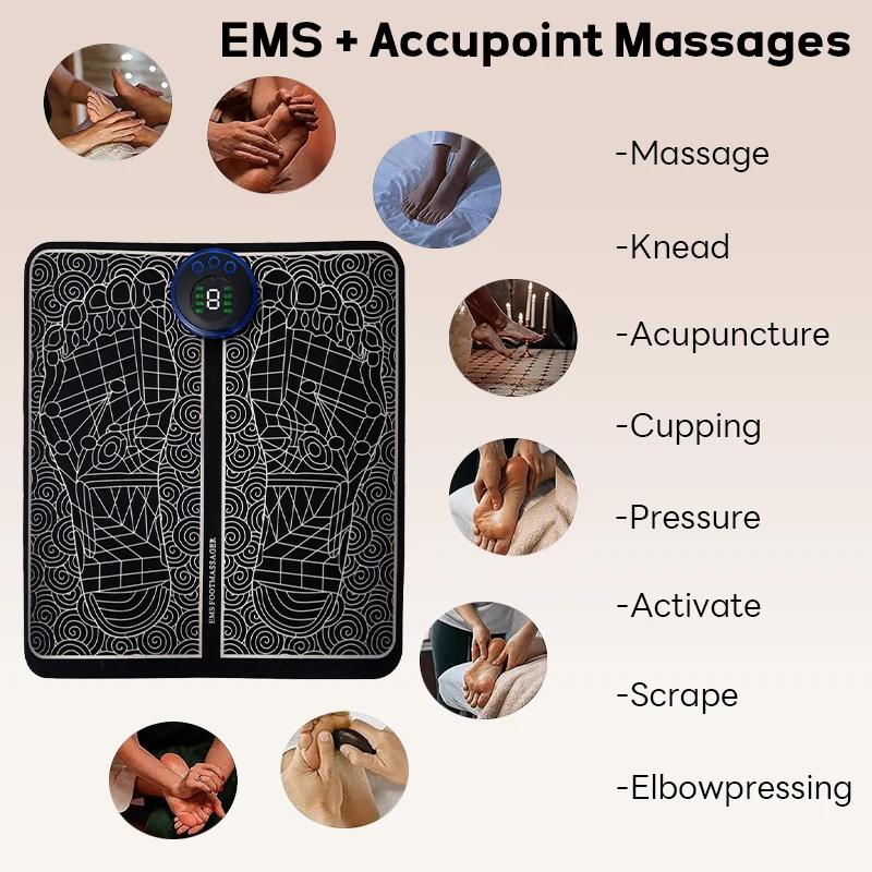 Foot Massger Sole Massage Pad Feet Muscle Stimulation 8 Modes 19 Level Relax Improve Blood Circulation Relief Pain Relax Feet