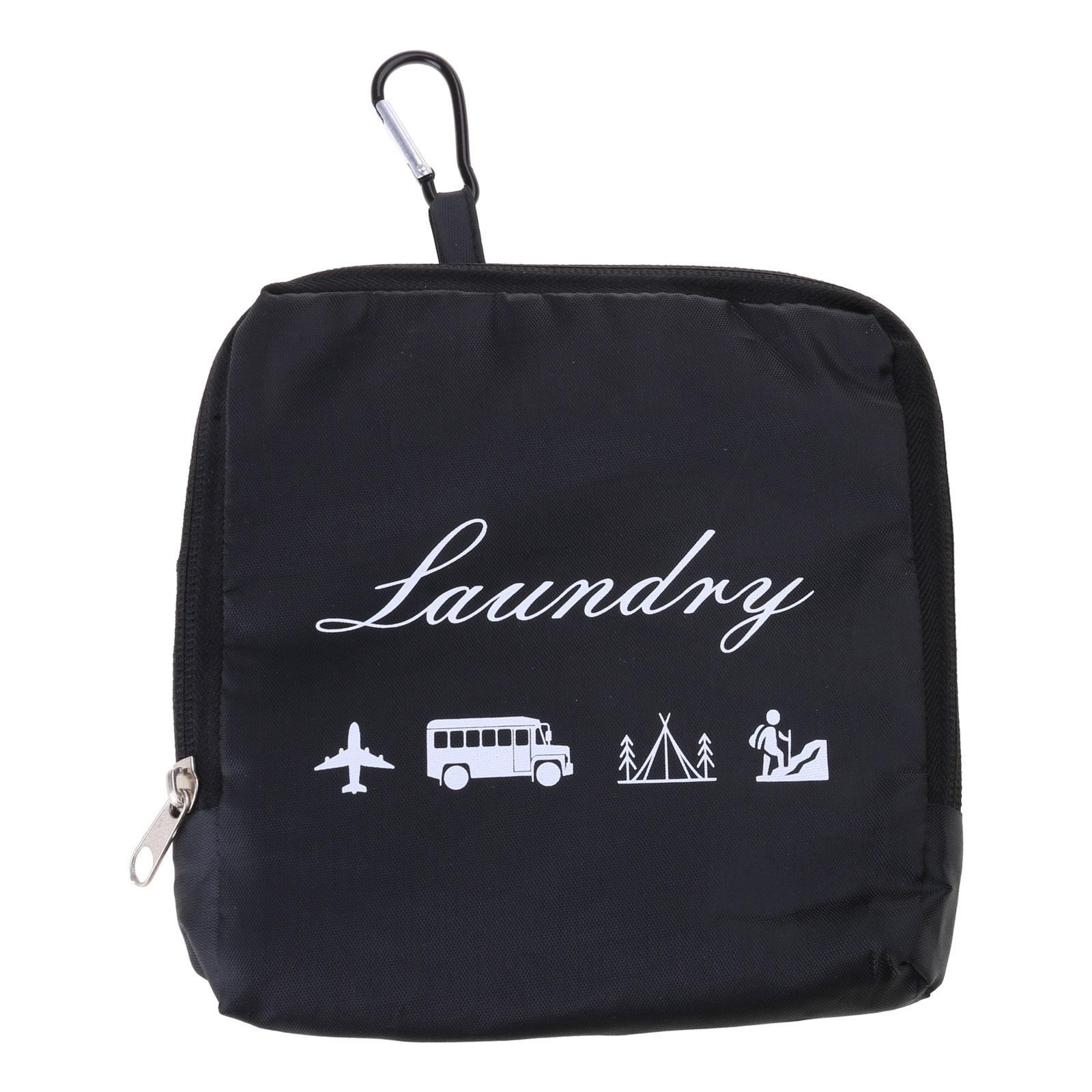 Foldable Dirty Clothes Bag Washable and Small Laundry Bag with Handles for Suitcase Gym Camping чёрный