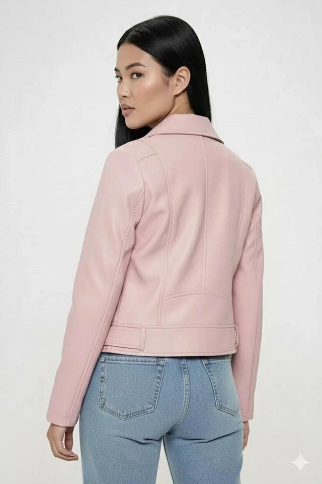Wear Pink Leather Lambskin Women's Handmade Party Stylish Genuine Casual Jacket