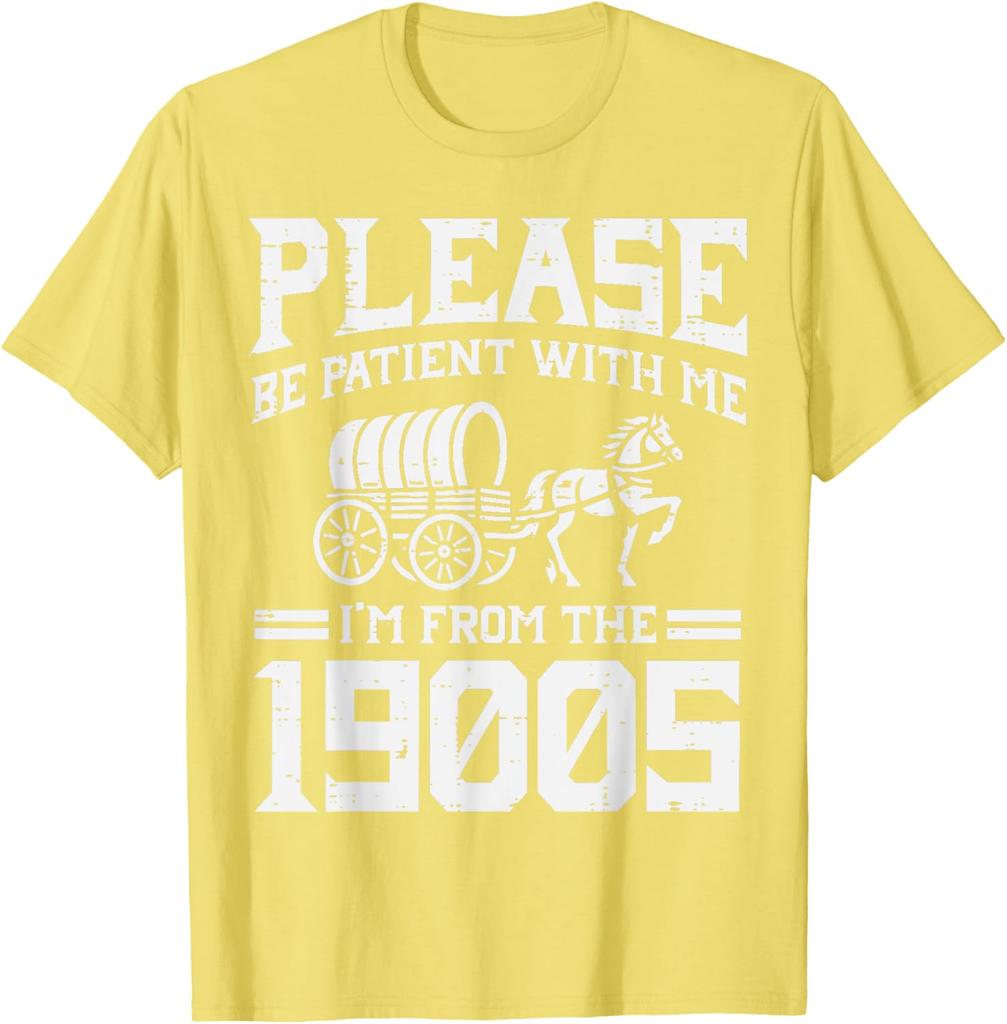 1900s Wagon Horse Vintage Funny Slogan Graphic Tee Casual Cotton Short Sleeve TShirt for Men