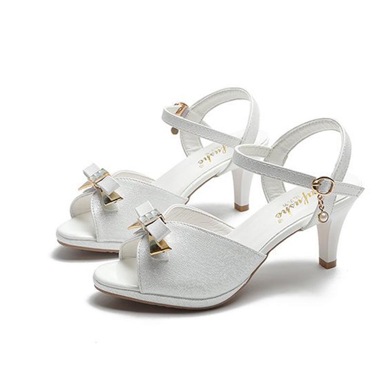 

Peep toe High Heels Sandals Women Summer Shoes Fashion Elegant Ladies Brand Spike Heels 6cm White Pink 35 белый