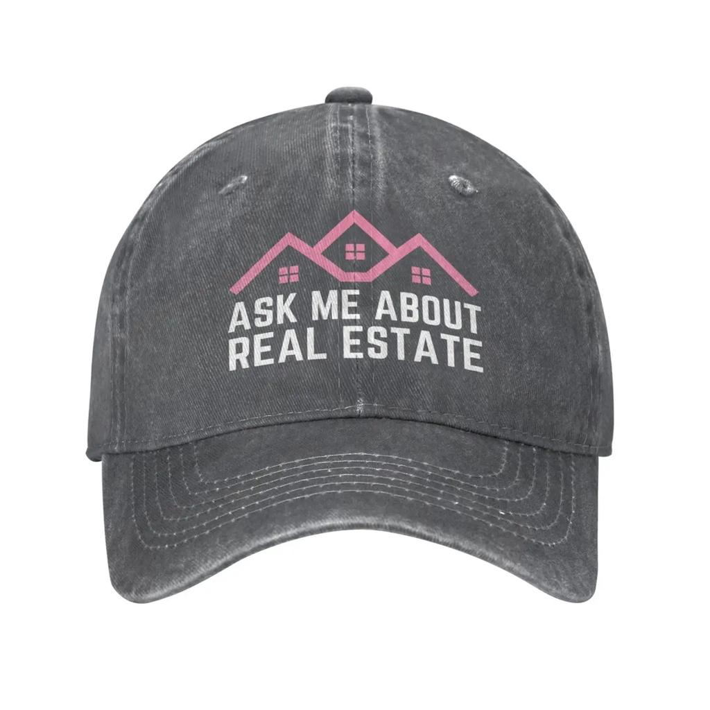 Ask Me About Real Estate Hats Trucker Hat for Men Women Dad Baseball Cap