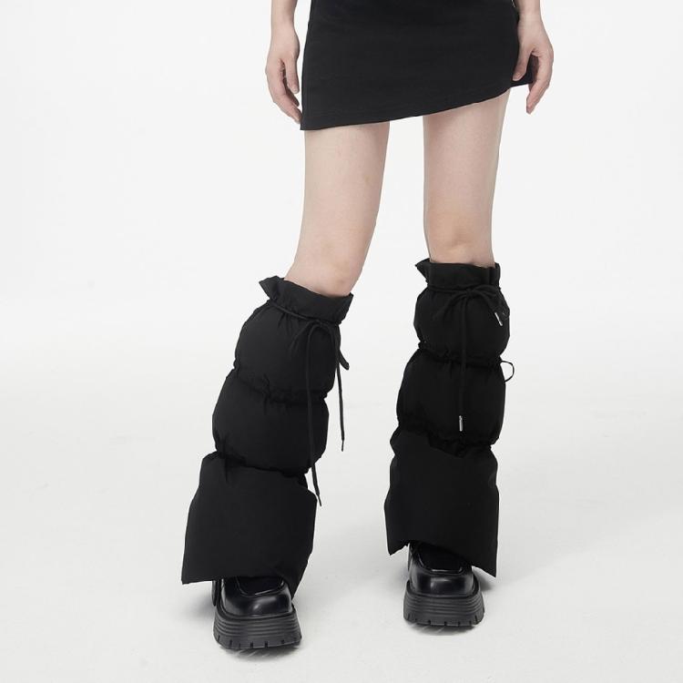 Winter Warme Puffer-Beinwärmer mit Kordelzugverstellung Lockerer Stiefelüberzug Modische Beinüberzüge Kniehohe Socken