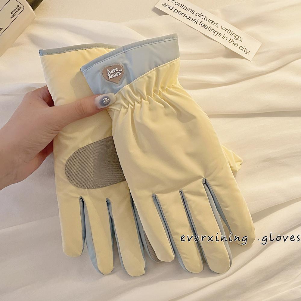 Cute cycling gloves women s warm and cold-proof, piled and thickened outdoor skiing and cold-proof new models
