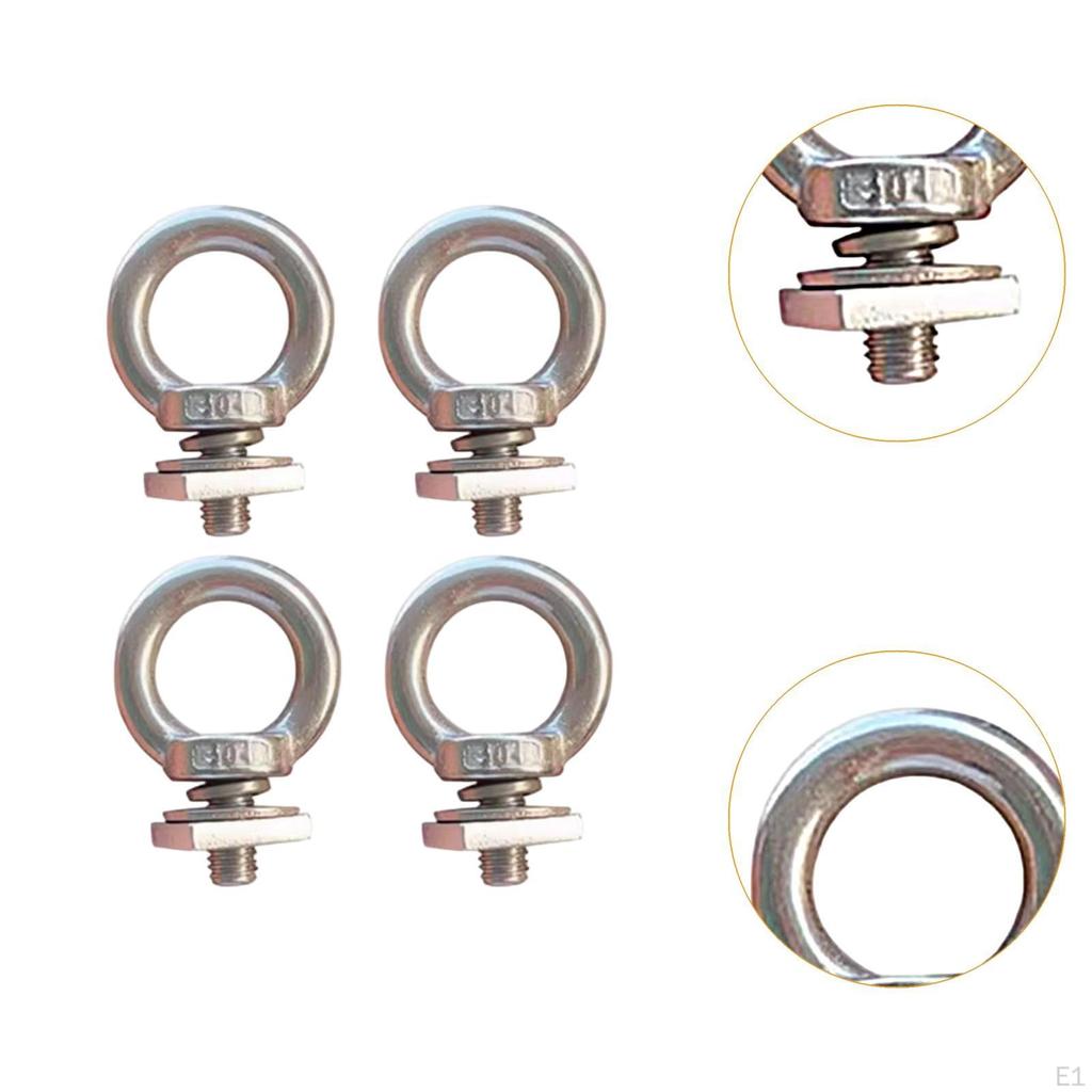 4 Pieces Eye Bolt Mount Stainless Steel Heavy Duty T Nut Tie Down s for Ropes Roof Racks