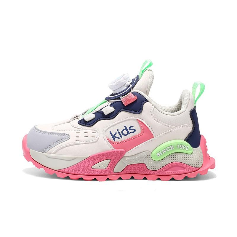 Kids Lightweight Basketball Sneakers Girls Boys Breathable Mesh Running Shoes With Rotating Buckle Closure