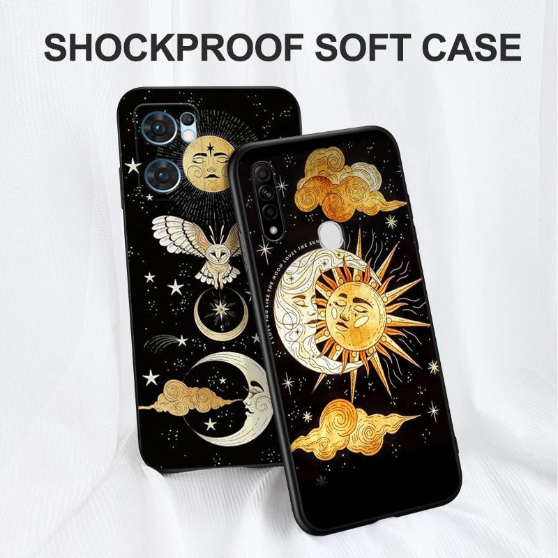 Black Tpu Case For Realme Q5 X XT X2 X3 Superzoom X50 V13 Q3i X7 PRO Ultra GT Master Edition The Whimsy of the Moon