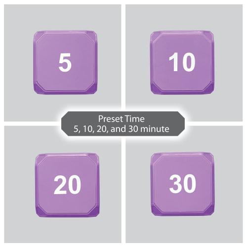 TimeCube Plus Preset Timer with 4 LED Lights and Alarms for Time Management and Countdown Settings (Purple - 5, 10, 20, 30 Minutes)