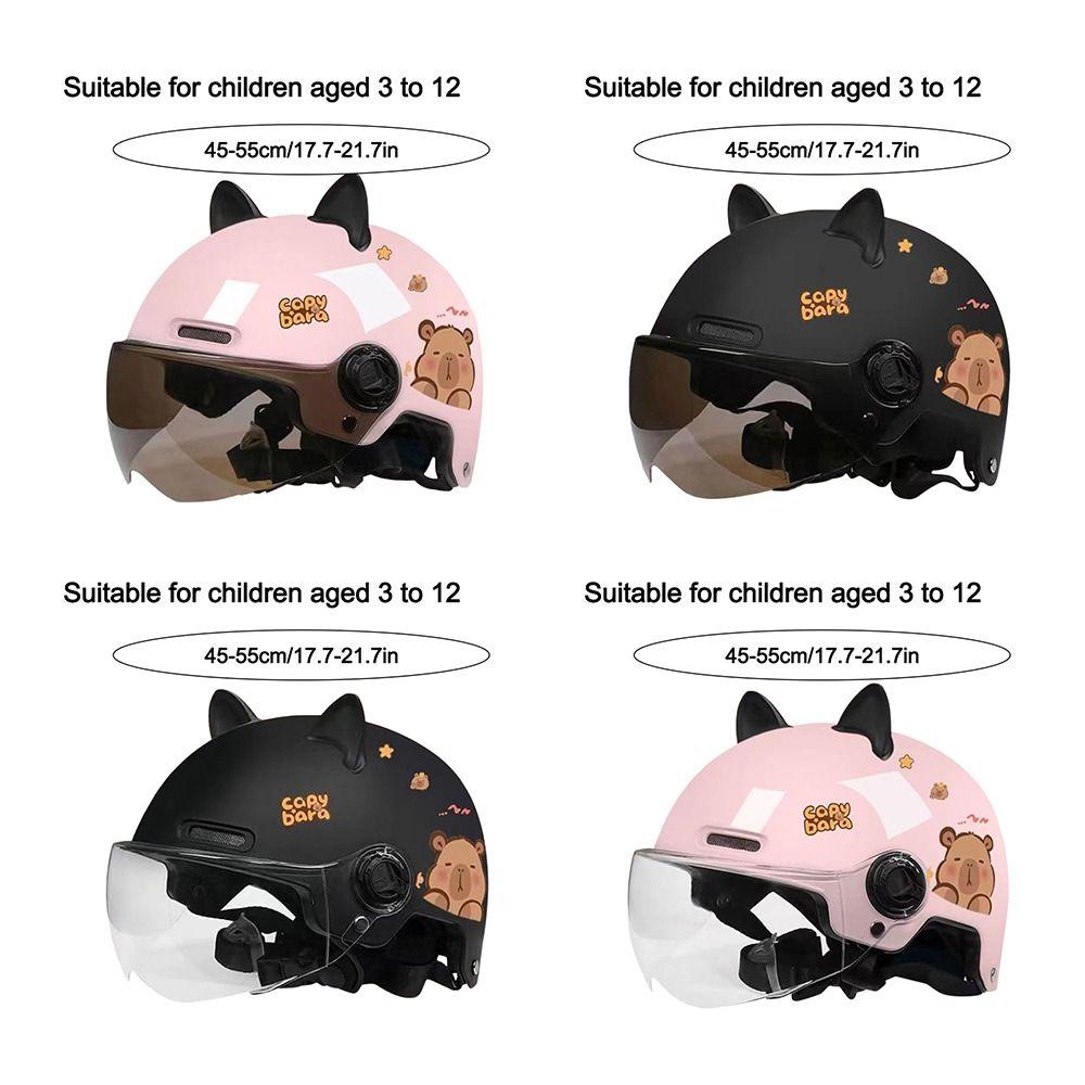 Capybara Sticker Electric Bicycle Helmet Breathable Sunscreen Cycling Helmet Safety with 3D Cat Ears Motorcycle Headgear for