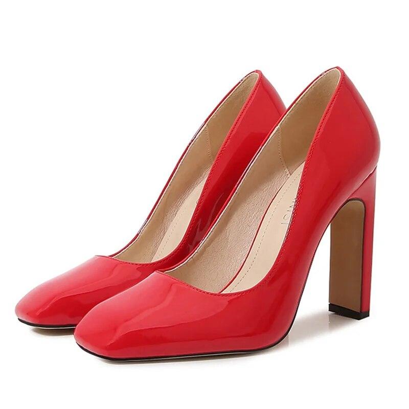 Dámská pracovní obuv Vysoký podpatek Kancelářské módní Svatební svatební boty z lakované kůže 7,5 cm podpatek WZ