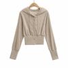 Women's Relaxed Fit: Waist-Cinching Diamond Chain Hooded Cardigan + Micro-Flare Pants Set