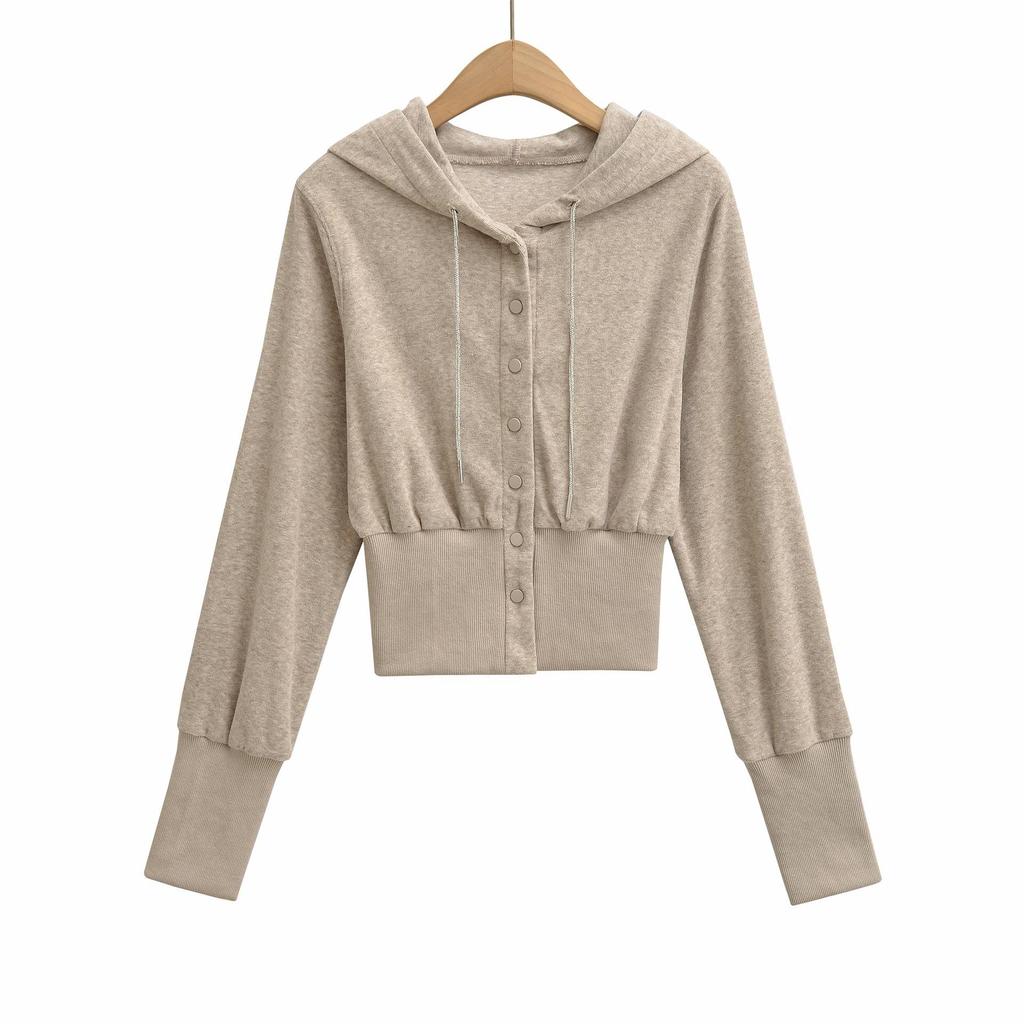 Women's Relaxed Fit: Waist-Cinching Diamond Chain Hooded Cardigan + Micro-Flare Pants Set