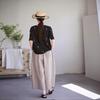 Women's Retro Artistic Cotton Wide-Leg Cropped Trousers with Elastic Waist - Casual and Slimming