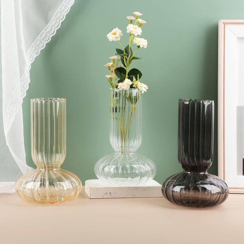 High-End Glass Tabletop Vase - Elegant Decorative Ornament for Fresh Flowers